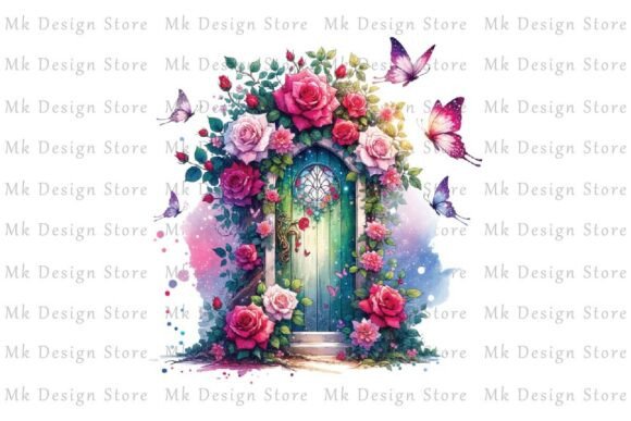 Download Magic Fairy Cottage Floral Door Clipart - Magic Collection