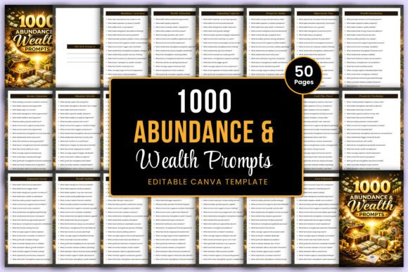 Download 1000 Abundance &amp; Wealth Prompts Canva - Wealth Collection