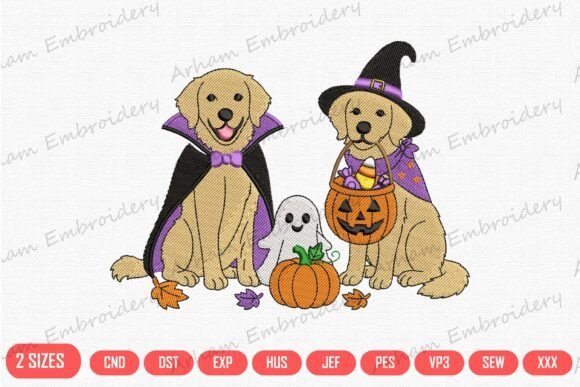 Download Halloween Golden Retriever with Pumpkin - Golden Collection